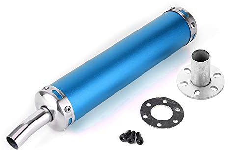 Pocket Bike Auspuff, Edelstahl-Auspuffschalldämpfer 20 Mm / 0,8 Zoll Modifizierte Teile für 2-Takt-Motorräder (Blau)