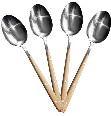 NATUREHOME Set of 4 Premium Olive Wood Tablespoons - Natural, Organic, Eco-Friendly