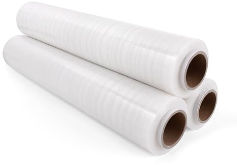 Commerline Lot de 2 rouleaux de film étirable, transparent, 40 cm, 900 g, pour déménagement
