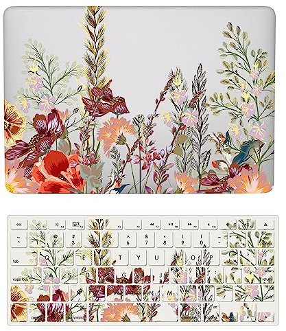 Coque Compatible avec MacBook Pro 16 Pouces 2020 2019 Version A2141 avec Touch Bar and Touch ID, Étui Rigide Protecteur en Plastique et Housse de Clavier, Fleurs Lumineuses