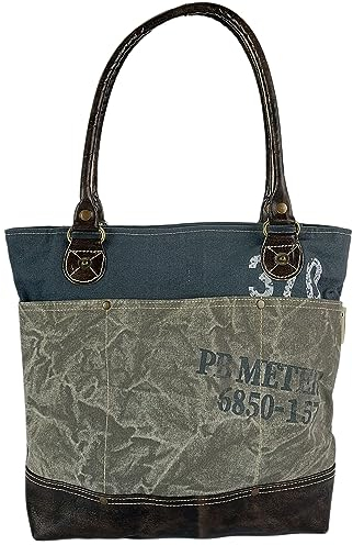Sunsa Damen Handtaschen. Tasche aus Canvas & Leder. Nachhaltige Schultertasche. Vintage Handgelenktasche mit Lederreimen