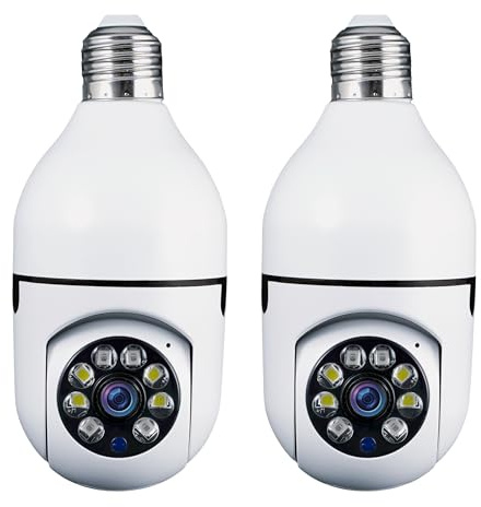 Telecamera di sicurezza con lampadina di visione, videocamera Smart HD 1080p, WiFi bidirezionale, visione notturna, per interni ed esterni, rilevamento del movimento a 360 gradi, con scheda SD