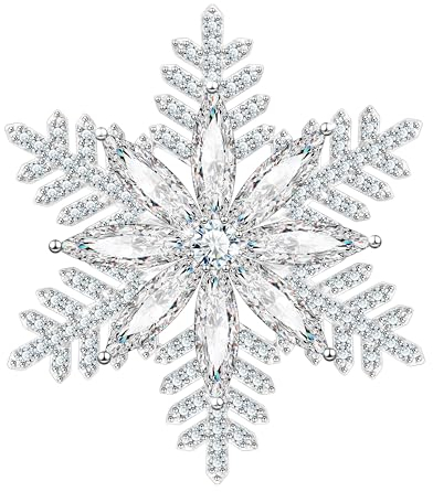 KristLand Schneeflocken Brosche mit Funkelndem Zirkonia Stein Vergoldet Elegant Luxus Blume Brosche Schals Outfits Pin für Frauen Damen Weihnachten Hochzeiten Geburtstag Party Geschenk