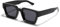 JCTAIFOO Vintage Rechteck Sonnenbrille für Damen Herren Retro Rechteckig Chunky Quadrat Große Dicke Frame Brille (Schwarz/Dunkelgrau-1)