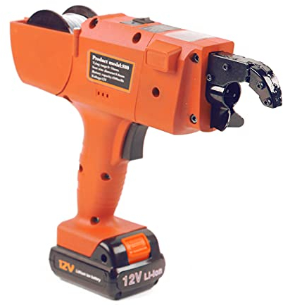 Automatische Drahtbindemaschine, 12V Elektrische Rebar Bindemaschine mit 2 Ionen Batterien, 8mm-34mm Handheld Elektrobindegeräte Akku Elektrische Satz (Orange)