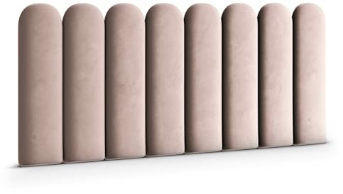 Muralo Panneau mural rembourré, moderne, en velours Magic Velvet, tête de lit, coussin lombaire, pour chambre à coucher, salon, lit, rose poudré, 30 x 100 cm