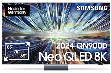 Samsung Neo QLED 8K QN900D Fernseher 85 Zoll, Samsung TV mit Neo Quantum HDR 8K Pro, Neural Quantum 8K AI Gen3 Prozessor, 8K AI Upscaling, Smart TV, KI TV, GQ85QN900DTXZG, Deutsches Modell [2024]