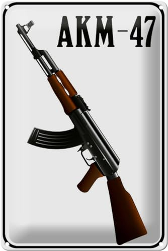 Schild Blech 20x30cm - Made in Germany - Gewehr Kalaschnikow AKM-47 Metall Deko Blechschild