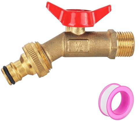 XCDMJ Robinet de jardin 1/2 en laiton résistant à la rouille et au gel, avec 1 bande d'étanchéité à rouleau, robinet d'arrêt anti-goutte, robinet extérieur en laiton pour jardin