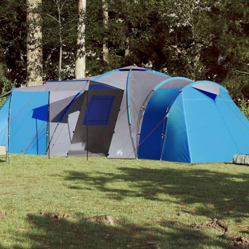 Homgoday Campingzelt 12 Personen Familienzelt Modern Gruppenzelt Festivalzelt Camping Zelt Gartenzelt Zelt für Camping Reise Trekking Garten Blau 840x720x200 cm 185T TAFT