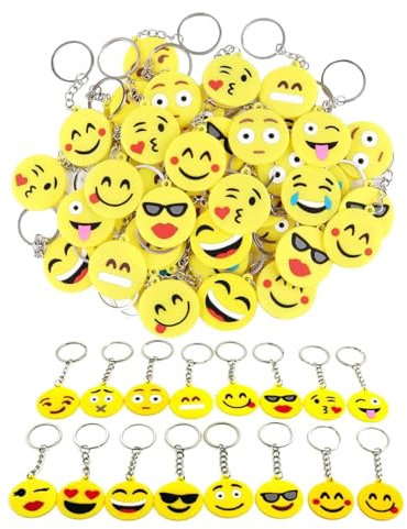 30 Stück Mini-Emoji-Schlüsselanhänger, Mini-Schlüsselanhänger, Emoji-Schlüsselanhänger, Emoji-Mini-Schlüsselanhänger, Kinderparty, Neuheitsparty-Paket, Kinderspielzeuggeschenke