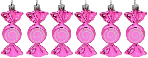 UKDeals Direct® Christmas Candy Decoration Candy Props Christmas Tree Hanging Ornament Candy Baubles 6pcs (Hot Pink)