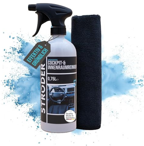 STRÖDER® - Auto Innenraum Reiniger I 750ml Innenraumreiniger für eine Effektive Auto- und Cockpitpflege I Sprühflasche für Kunststoff-, Vinyl- & Lederoberflächen