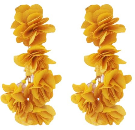 FDEETY Personalisierte Mode Dopamin Ohrringe - Temperament Blume Stoff Design mit Frischem Süßem Stil