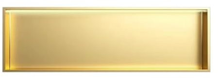 Wandnische aus Edelstahl für Dusche mit LED-Licht, eingebettetes Einzelregal, Lagerraumregal, Nische für Heimwerker, Gold (92 x 32 x 12,5 cm)