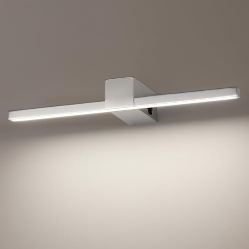 ECOBRT LED Spiegelleuchte 40cm Badezimmer, 12W (960 Lumen), IP20, Aluminium Chromoptik, Warmweiß 4000K, Energieklasse G – Spiegelbeleuchtung, Badezimmerlicht, Wandlampe, LED Spiegellampe, Modern