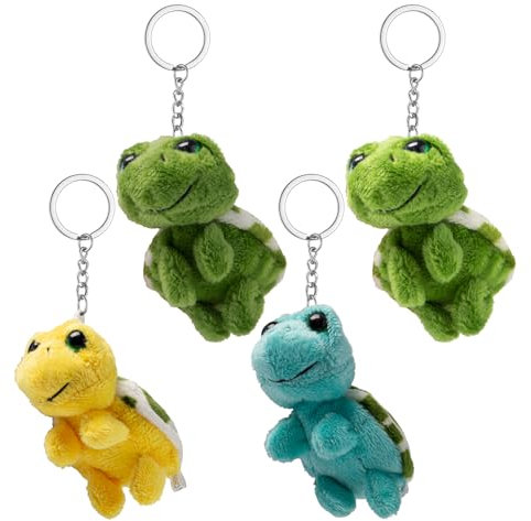 Neikafan Schildkröte Kuscheltier Anhänger 4 Stück Niedlicher Schlüsselanhänger Schildkröte Plüschtier Taschenanhänger, Schlüsselanhänger Travel Turtle Keychain für Männer und Frauen
