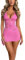 Loalirando Lot de 2 robes sexy en dentelle pour femme avec jupe d'été transparente, dentelle florale, licou cami, tops + mini robes, jupe courte et élégante, rose, M