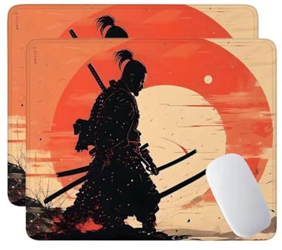 Mouse Mat 2 Pack, with Stitched Edges,320x260x3 mm Mousepad Warrior Gaming Mouse Pad Mat, Waterproof Mouse Mats with Non-Slip Rubber Base, Mouse Pads for Computers, Laptop, PC Keyboard Mat A-930