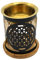 LivuX Aromafume Duftlampe „Blume des Lebens“ – Metall-Duftlampe mit Holzuntersetzer, 8x9 cm – Für ätherische Öle, Yoga und Meditation 1168
