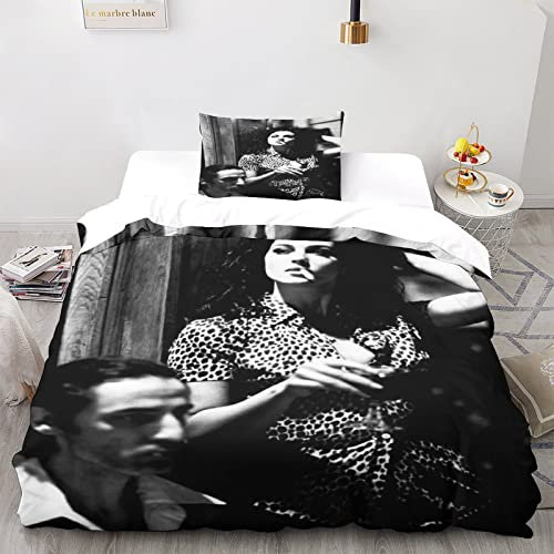 YINGA Monica Bellucci - Set di biancheria da letto composto da copripiumino con motivo attrice di bellezza in stampa D, comodo e morbido, singolo 220 x 240 cm