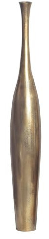 Wohnling Deko Vase Bottle S 75 cm Aluminium Gold Blumenvase Modern Groß, Dekovase Extravagant für Blumen, XXL Alu Bodenvase Metall Wohndeko Handgefertigt