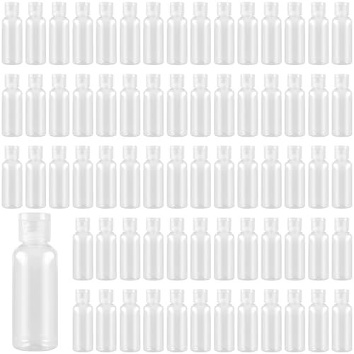 MUKCHAP 100PCS 50ml Transparent Flip Cap Bottles, Plastic Refillable Containers with Lids for Travel, Toiletries, Lotion, Shampoo