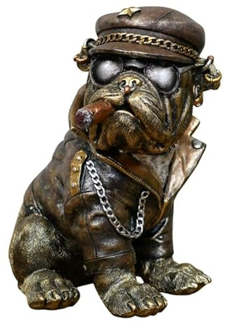 Gifts Direct 2 U Bulldogge Ornament Statue Hund mit Zigarre Bronze mit Jacke und Sonnenbrille witzige Dekoration
