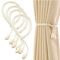 4 Piezas de Sujeta Cortinas, Abrazaderas para Cortinas, Alzapaños de Cortinas de Algodón Handmade, Abrazadera de Cortina, Sujeta Cortinas, Alzapaños para Cortinas, Beige