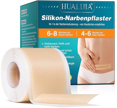 Silikon-Narbenpflaster für die Haut (4cm x 1.9m), Silicone Scar Tape – hautverträglich, atmungsaktiv & wasserfest