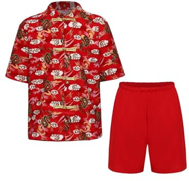 renvena Costume De Spectacle Pour Garçons Costume Chinois Tang Avec Dragon Brodé Uniforme De Kung Fu Traditionnel Hanfu Danse Et Chorale Masculine Rouge F 13-14 ans