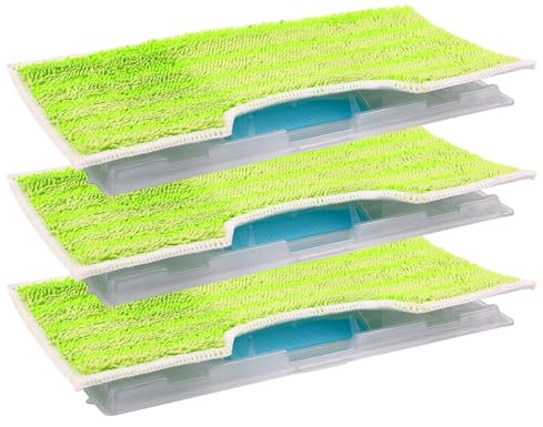 Zeltauto Re-usable Pad Refills Compatible with Shark VacMop Vacuum Spray Mop, Washable Microfiber Pads for A Sustainable Alternative to Disposable Cleaning Pads (3 Sets-Green (heavy-duty))