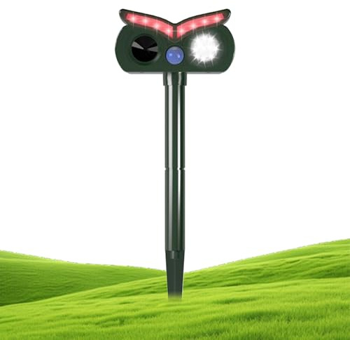 Renchey Animal Ultrasonique, Répulseur Animal Solaire, Effaroucheur Décoratif Hibou Étanche pour Patio Camping-Car Clôture Ferme Piscine Chien Voiture Jardin Pelouse Parterre
