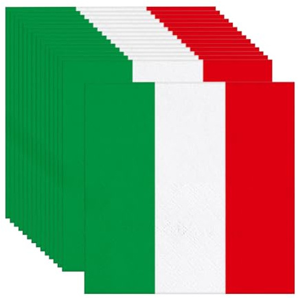 60 Pcs 16.5 x 16.5 cm Italian Themed Paper Cocktail Napkins Red White and Green Napkins Christmas Dinner Napkin Striped Party Decor Napkin Italy Theme Party Supplies for Family Gatherings