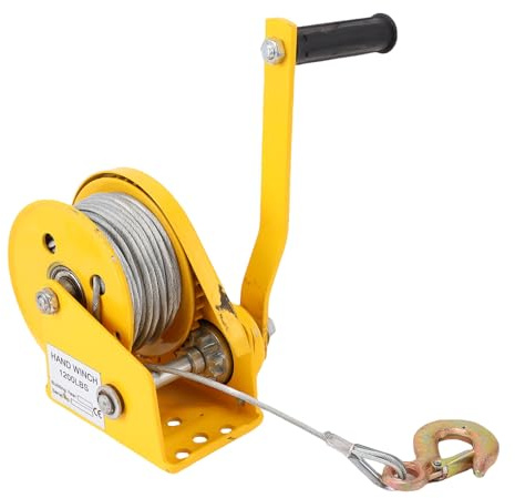 Depisuta Cabrestante del remolque del barco, 1200 libras Heavy Duty de dos vías autoblocante automático freno manivela cabrestante Con gancho de cuerda de correa de 98.4Ft Para Camión