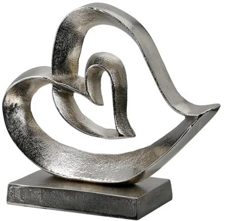 GILDE Standrelief Heart aus Aluminium - antikfinish - silberfarben - Herzform - Höhe 25cm x Breite 29cm
