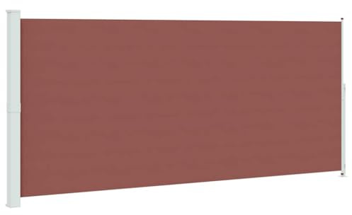HFXHIJXQ Store latéral 140 x 600 cm noir, protection UV, enroulable automatiquement, polyester/acier, protection contre le vent de balcon, brise-vue, marron, 180 x 600 cm
