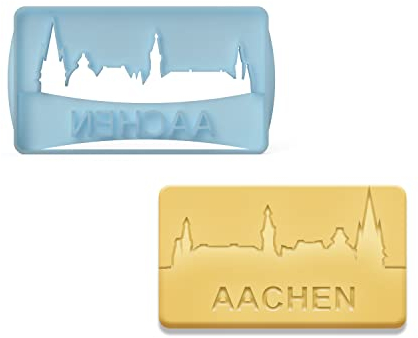 Keksausstecher Aachen Skyline │ tolles Geschenk oder Souvenir │ Made in Aachen│ für Oche Fans │ Dom und Rathaus │ aus Bio Kunststoff │ inkl. 2 Rezepten