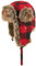 Lipodo Schottenkaro Fliegermütze - Wintermütze mit Ohrenschützern - Pilotenmütze mit Kunstfellbesatz - Ohrenmütze Herren/Damen - Uschanka-Mütze Winter rot-schwarz L (58-59 cm)