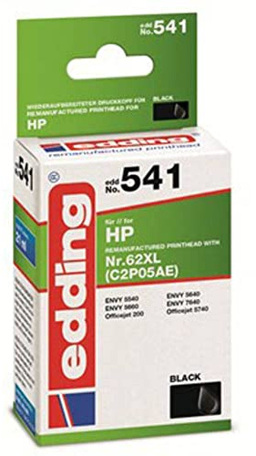 edding Druckerpatrone EDD-541 - Einzelpatrone - Schwarz - 21 ml - Reichweite 765 Seiten - Ersetzt HP 62XL (C2P05AE)