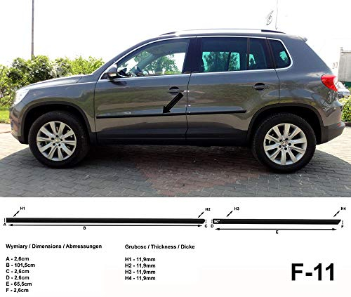 Spangenberg, bandes de protection latérales noires, compatible avec Volkswagen VW Tiguan à partir de facelift 07.2011-01.2016 F11 (3700011)