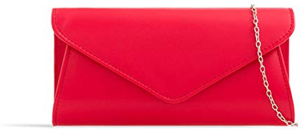 Leah Ward Women's Faux Leather Clutch Bags Wedding Flap Handbags 490H (Red)