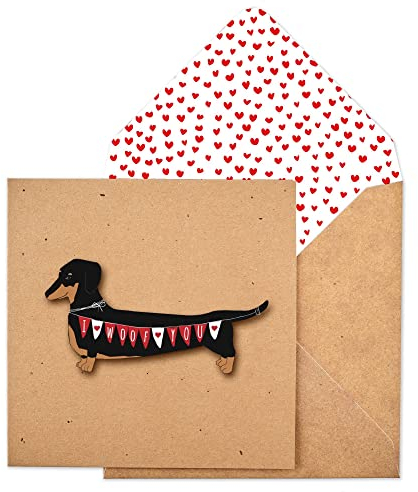 Grußkarte, Motiv: I Woof You Dackel, handgefertigt