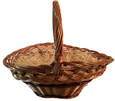 Lovin Birds Handgemachte Korbwaren Präsentkorb Geschenkkorb groß 40 cm Weide mit Henkel Weidenkorb mit Holzwolle