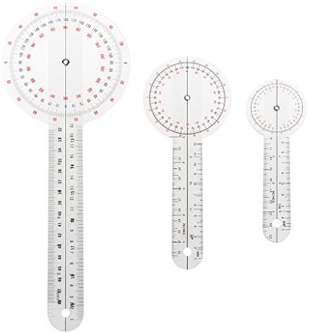 LLLucky 3Pcs / Set Physio Goniometer Winkel Winkelmesser Zoll Lineal Gelenk Biegung Maßnahme Klar