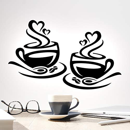 Coffee Cups Wall Stickers Mugs Kitchen Wall Decor Funny myg Love Decal Tea Cafe Vinyl Decals Saying Quote Mug lids Cup hot Removable Sticker Drinking Espresso Gift Saying Late Pub bar Cupboard Black