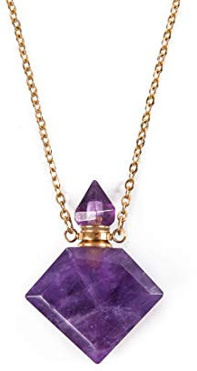 YGLINE Crystal Necklaces Faceted Crystal Stone Perfume Bottle Pendant for Women Diffuser Necklaces