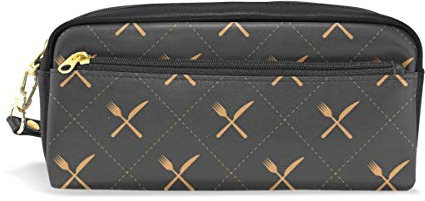 Rootti Trousse à crayons avec fermeture éclair Motif couteau fourchette Sac de rangement Sac de maquillage pour homme et femme