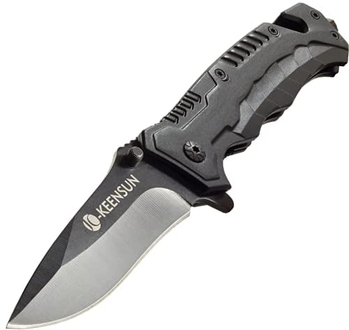 KEENSUN Klappmesser schwarz_2 Einhandmesser Survival Taschenmesser Outdoor Campingmesser Messer
