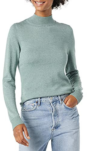 Amazon Essentials Maglione Leggero con Collo a Lupetto (Disponibile in Taglie Forti) Donna, Verde Salvia Puntinato, XS